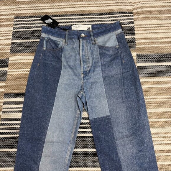 Rag &‎ Bone Miramar Stretch Nina Cigarette Pants Byron Wash Patchwork Size 25 - Picture 3 of 15